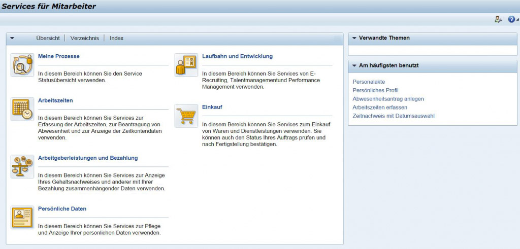 ESS Überblick Services für Mitarbeiter