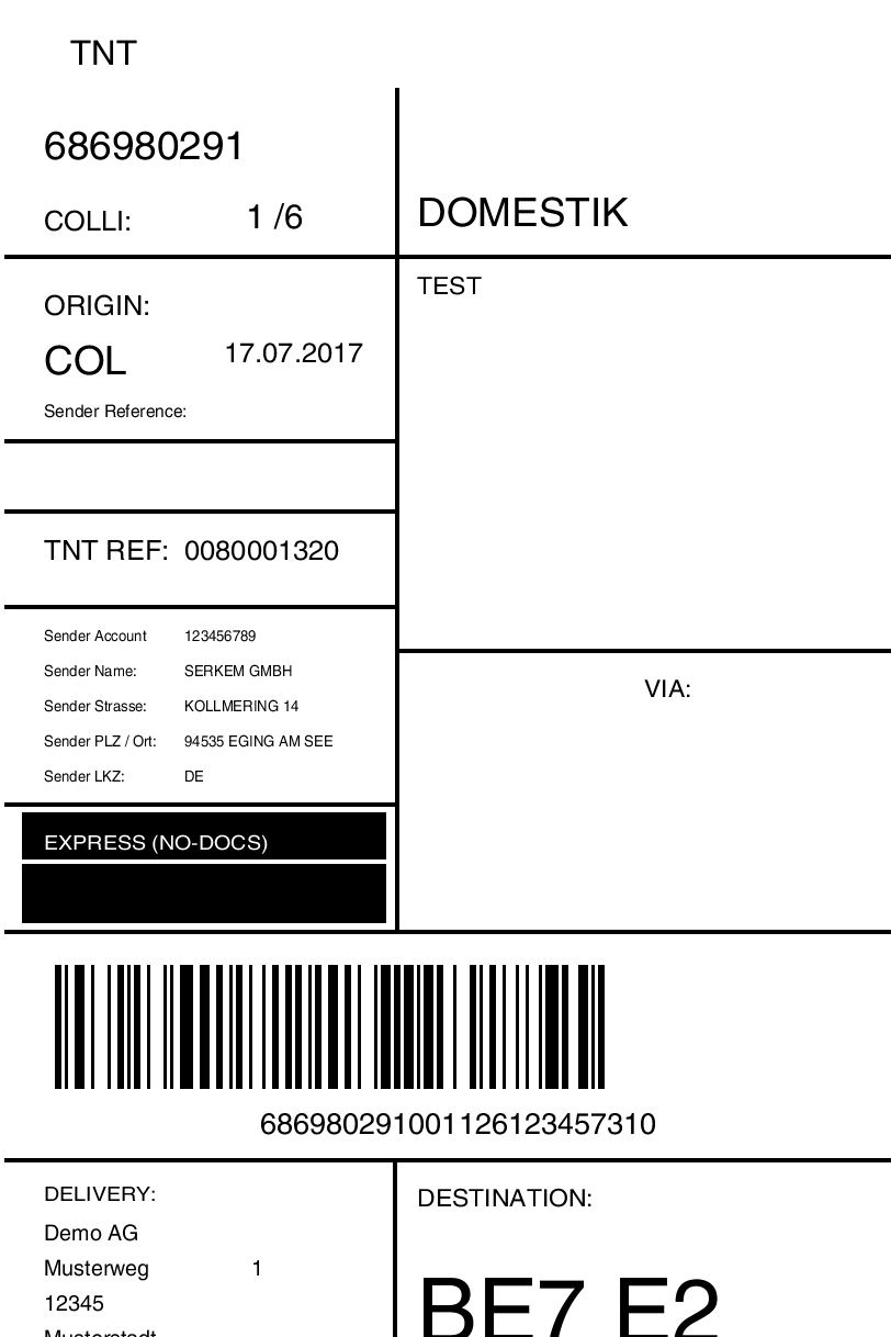 TNT Label SAP