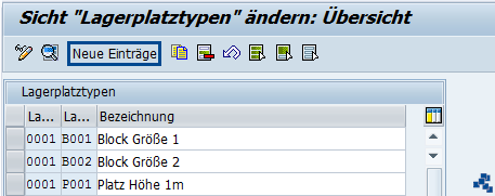 SAP EWM Lagertyp neuer Eintrag